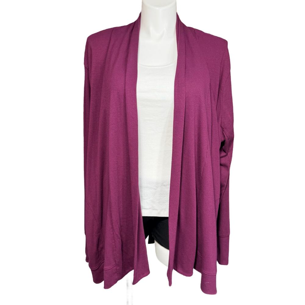 Tek Gear Womens Cardigan Sweater Open Front Long Sleeve Pockets Burgundy 3X